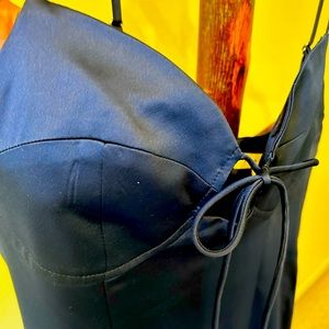 Navy blue slip dress, keyhole bustier top, thigh slit, nwt Nordstrom sz8